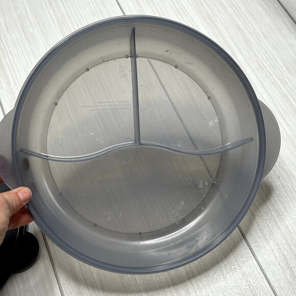 Tupperware Microwave Divided Dish Steamer Vent Lid Gray Black Container - Picture 3 of 8